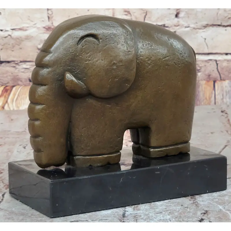 Abstract Modern Elephant Bronze Sculpture Statue Dali Art on Marble Base