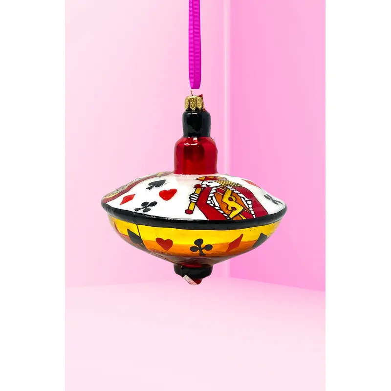 Playing Cards Spinning Top Glass Ornament