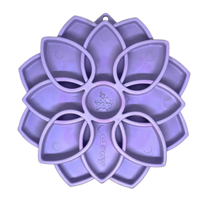 SodaPup Softie eTray Mandala Enrichment Slow Feeder with Suction Cups Purple