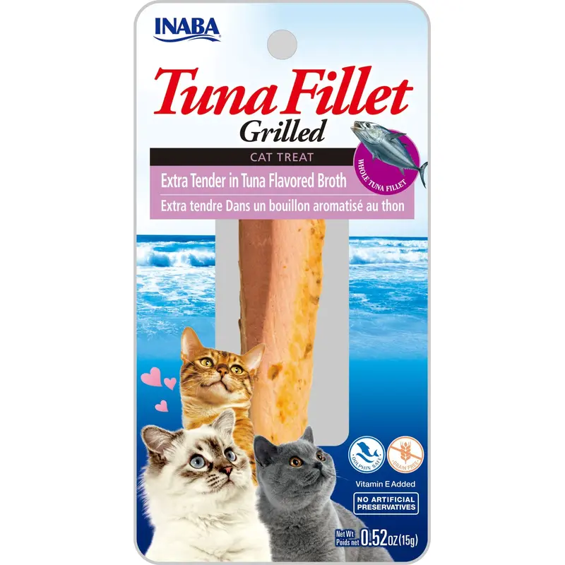Inaba Ciao Grain-Free Extra Tender Cat Treat, Grilled Tuna Fillet in Tuna Flavored Broth, 1 Fillet