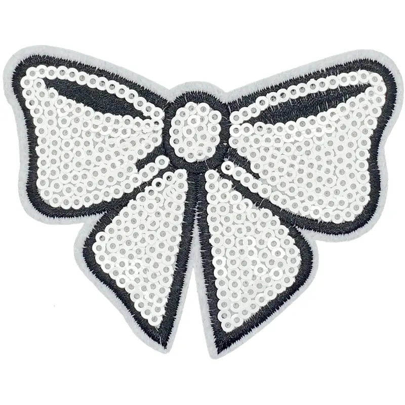 White Sequin Bow - Patch