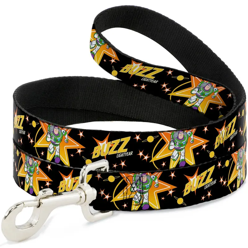 Dog Leash - Toy Story BUZZ LIGHTYEAR Running Pose/Stars Black/Orange/Yellow