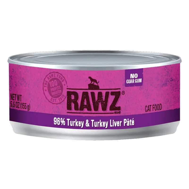 Raws Wet Cat Food 5.5oz Pate 96% Turkey Liver