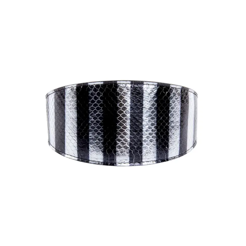 Black & Silver Stiped Snake Wide Style 3 Collar