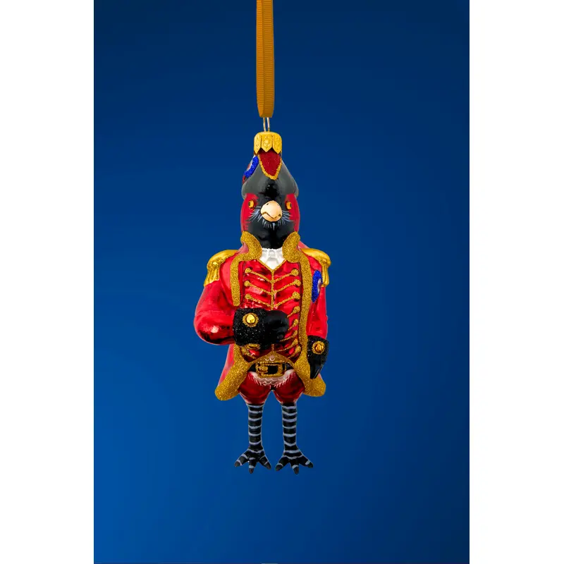 Cardinal Founding Feather Glass Ornament