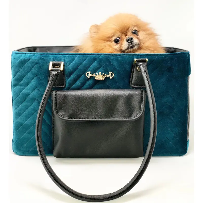 Designer Dog Travel Tote - Blue Velvet
