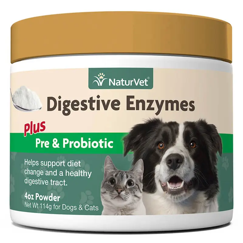 Naturvet Digestive Enzymes Powder with Prebiotics & Probiotics 4oz