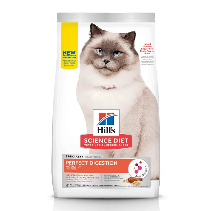 Hill's Science Diet Adult 7+ Perfect Digestion Chicken Dry Cat Food, 6 lbs.