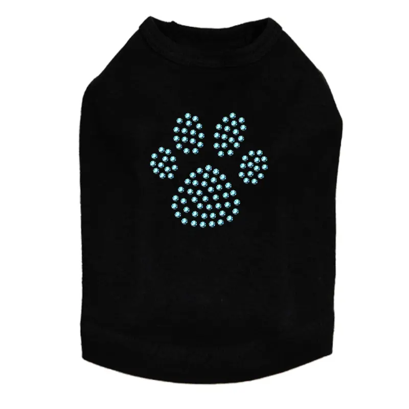 Paw (Blue Rhinestuds) - Dog Tank