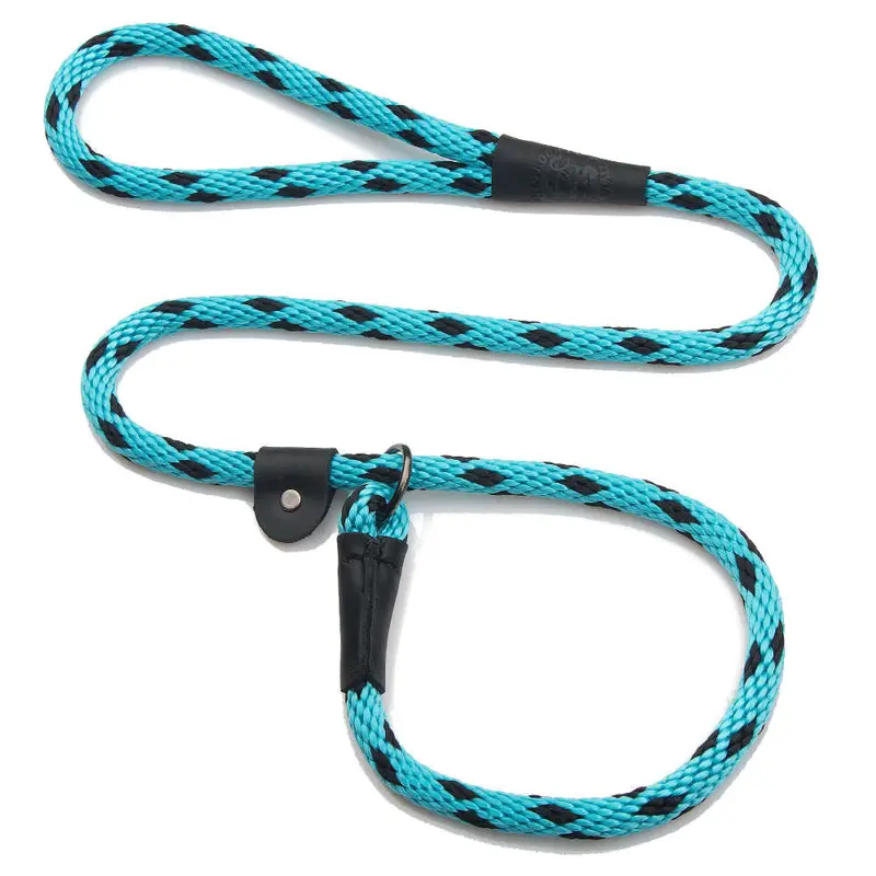 Mendota Products Slip Leash 1/2 x 6' Black Ice Turquoise