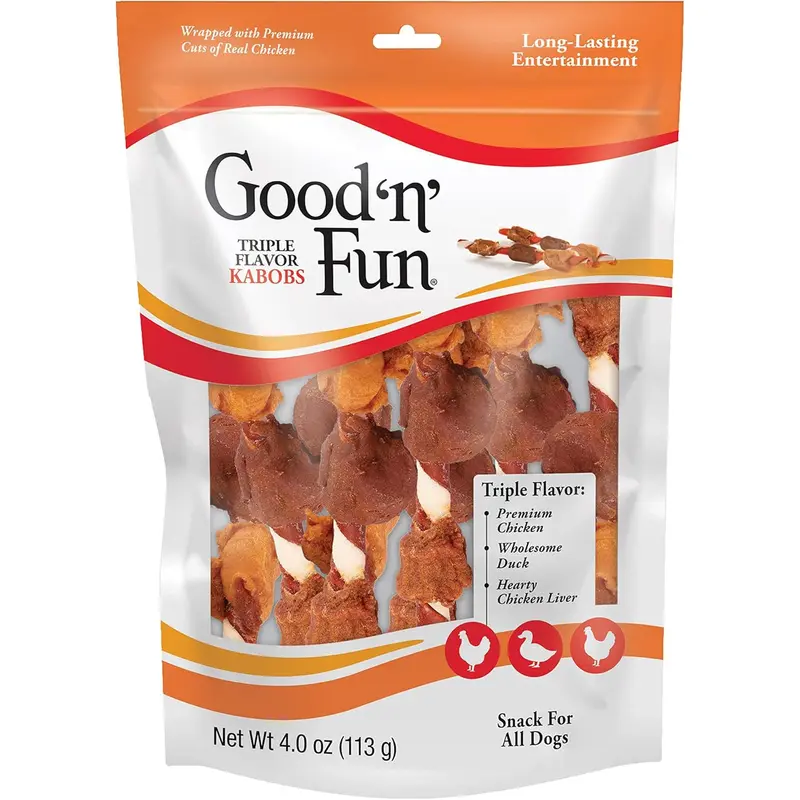 Good 'n' Fun Triple Flavored Rawhide Kabobs for Dogs 24oz
