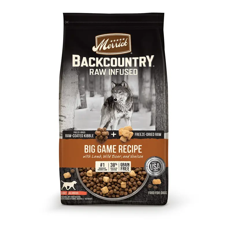 Merrick Backcountry Freeze Dried Raw Infused Grain Free Big Game Recipe Dry Dog Food, 20 lbs.