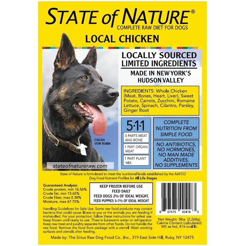 Sirius State of Nature Complete Dog Dinner 5lb Chicken