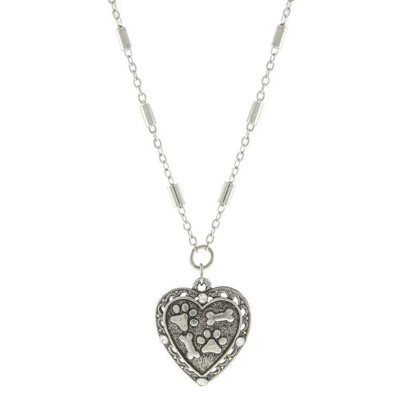 1928 Jewelry Heart Paws And Bones Necklace 16" + 3" Extender