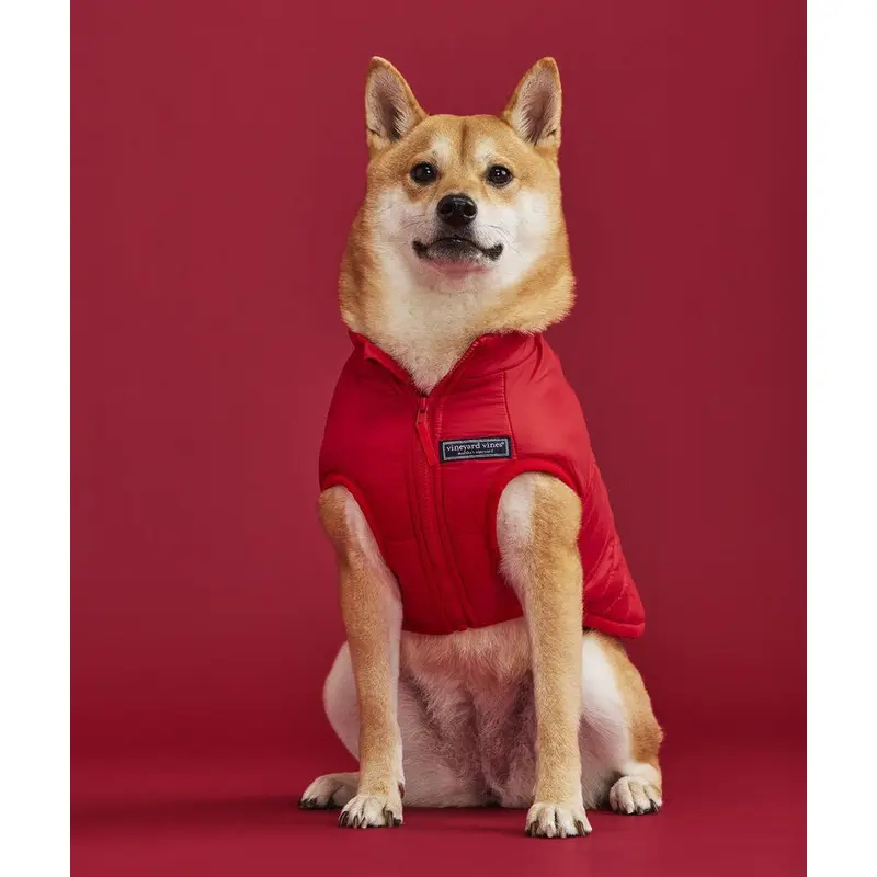 Vineyard Vines X Fma Pet Puffer Jacket, Red Velvet