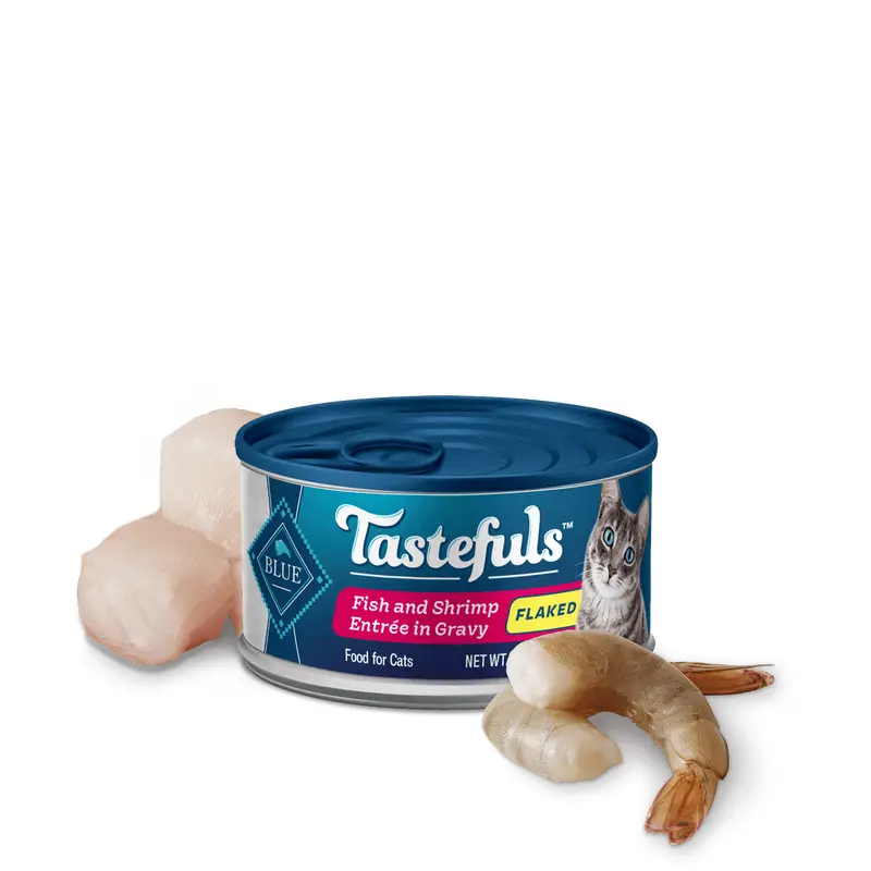 Blue Buffalo Tastefuls Adult Flaked Fish and Shrimp in Gravy Entree Wet Cat Cans (3oz)