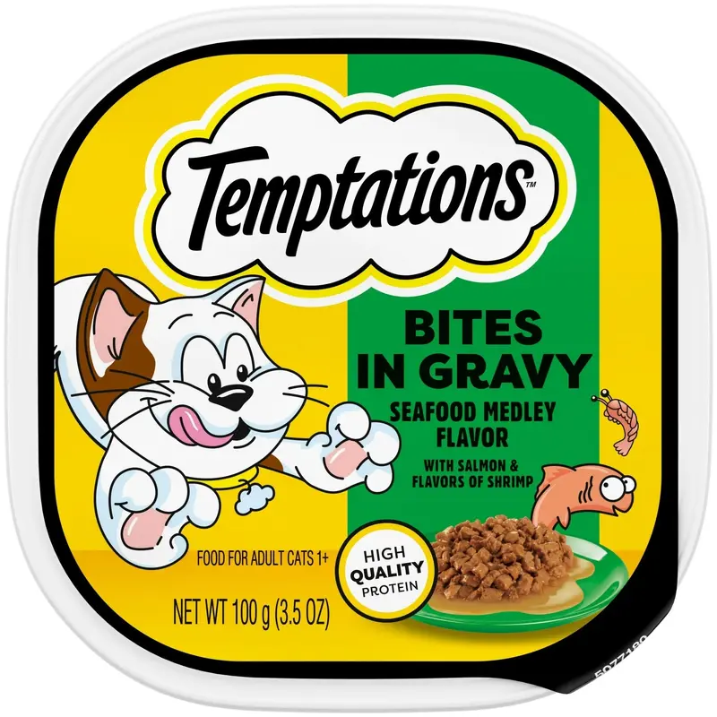 Temptations Seafood Medley Cuts In Gravy Cat Food (3.5oz)