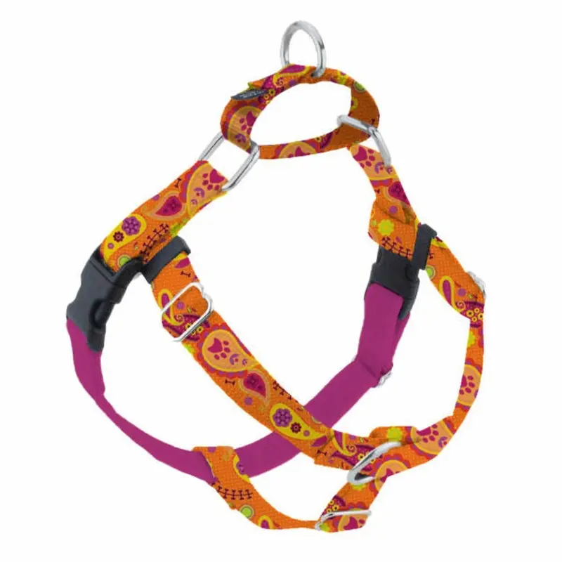 2 Hounds Design Freedom No-Pull Dog Harness - Large 1" x 32-36" - Orange Paisley