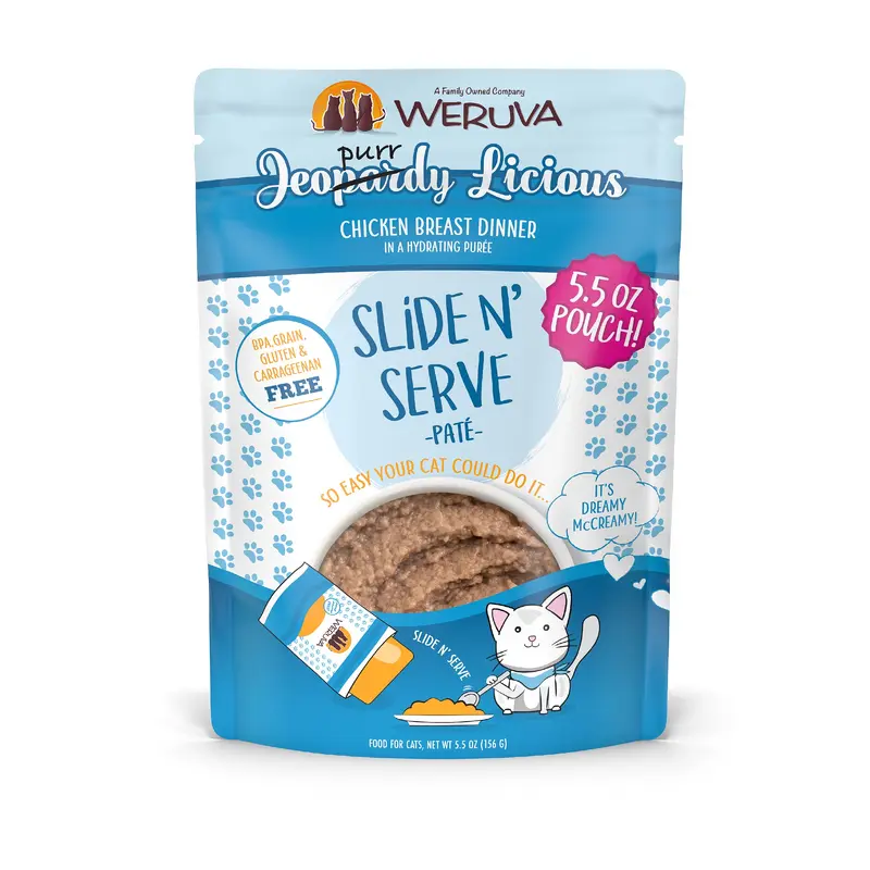 Weruva Pate 5.5oz Slide N Serve Pouch Cat food Jeopurrdy
