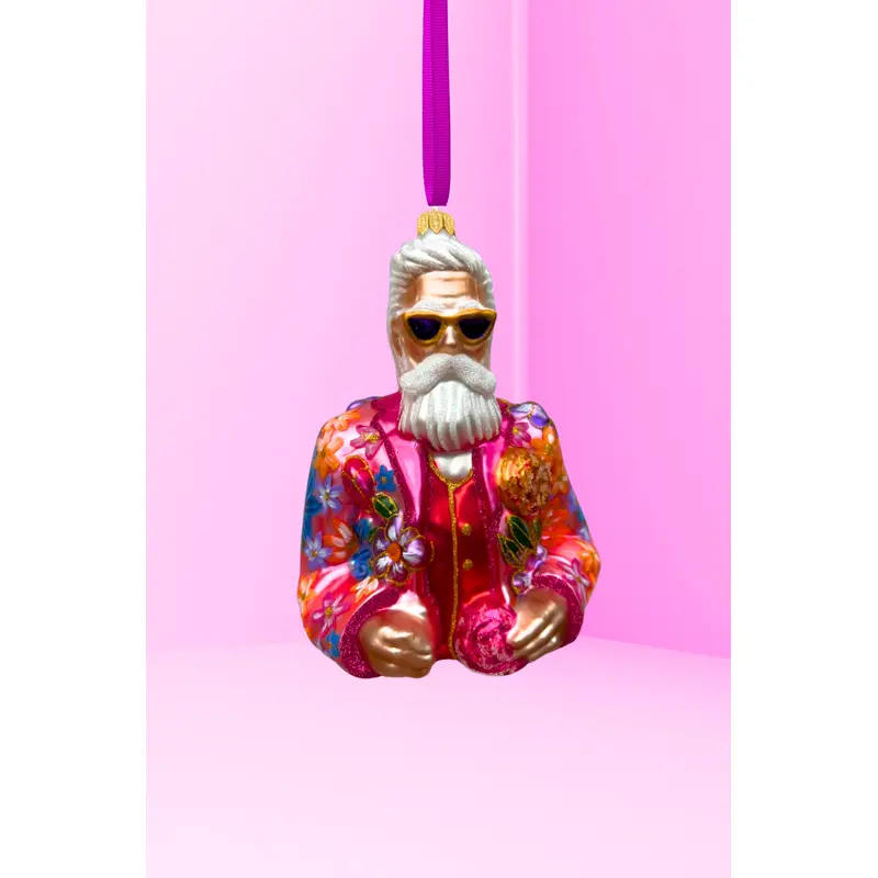 Cool-El Santa Polish Glass Ornament (Pink)