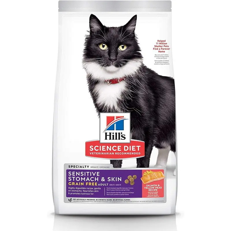 Hill's Science Diet Adult 1-6 Grain Free Sensitive Stomach & Skin Dry Cat Food 13lb