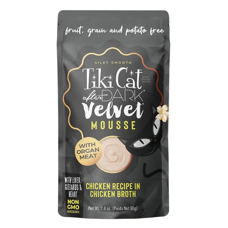 Tiki Cat After Dark Velvet Mousse Chicken Recipe In Chicken Broth Wet Cat Food 2.8oz