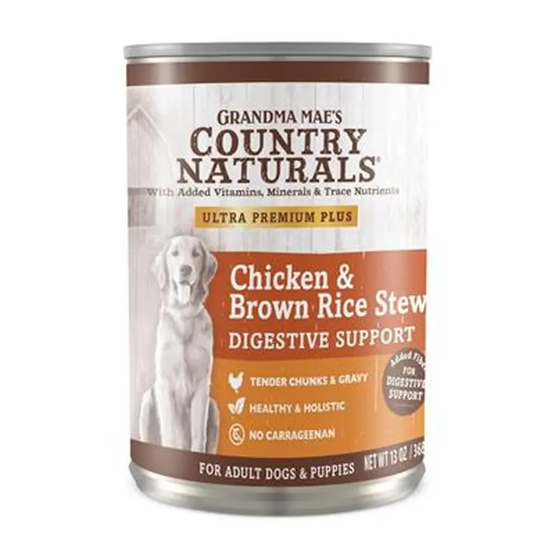Grandma Mae's Country Naturals Digestive Support Wet Dog Food Chicken & Brown Rice Stew 13oz