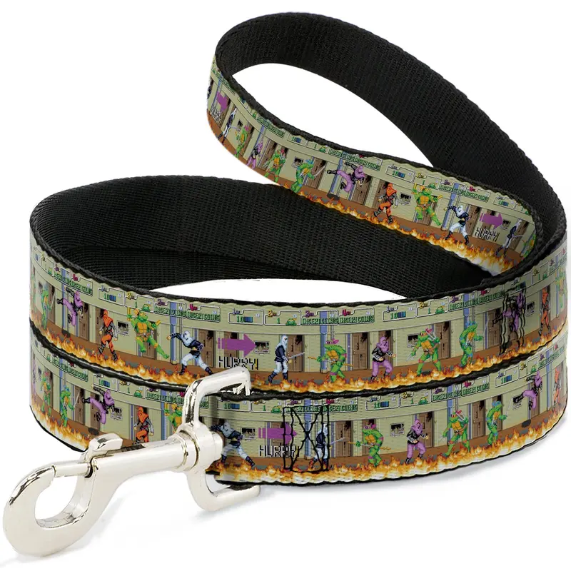 Dog Leash - Teenage Mutant Ninja Turtles Battle Foot Soldiers Ninjas Video Game Scene Tan