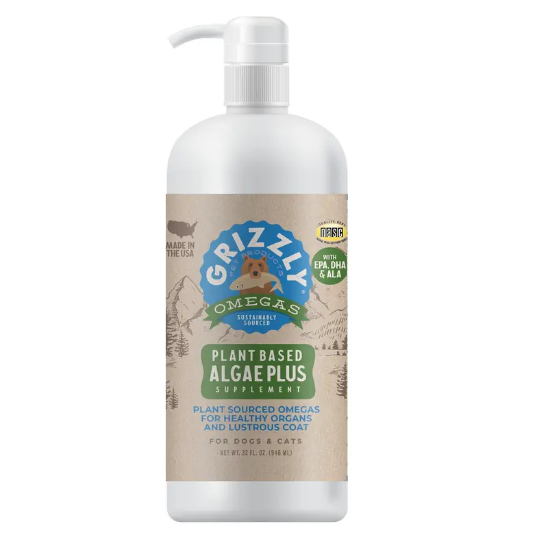 Grizzly Algal Plus Omega 3-6-9 Food Supplement for Dogs and Cats, 32 oz Bottle