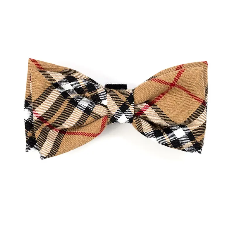 Tan Plaid Bow Tie