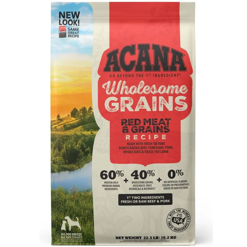 Acana Wholesome Grains Dry Dog Food - Red Meat Beef, Pork, & Lamb - 22lb Bag