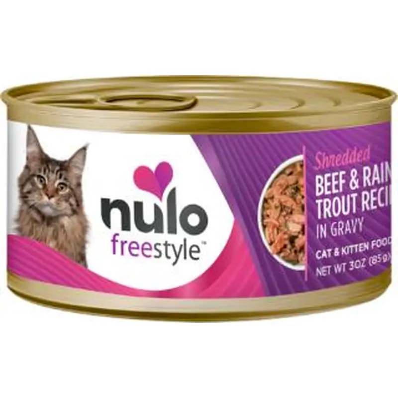 Nulo Cat Grain-Free Shredded Beef & Rainbow Trout in Gravy