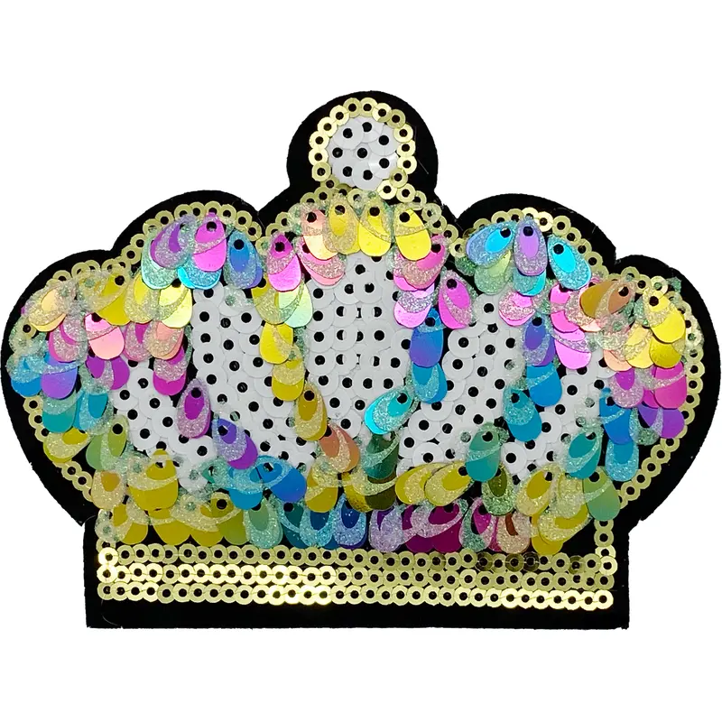 Large White Sequin Crown - Patch