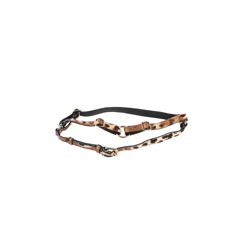 Leopard Print/Bronze Paint Italian Leather Harness